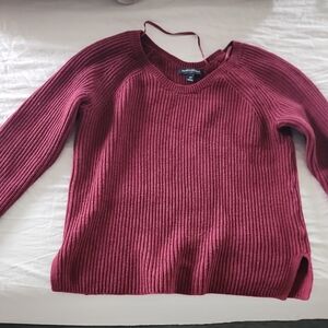 Banana Republic Red Crew Neck Sweater with Ribbed Texture